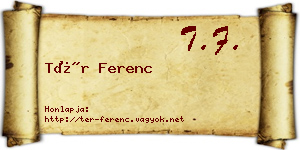 Tér Ferenc névjegykártya